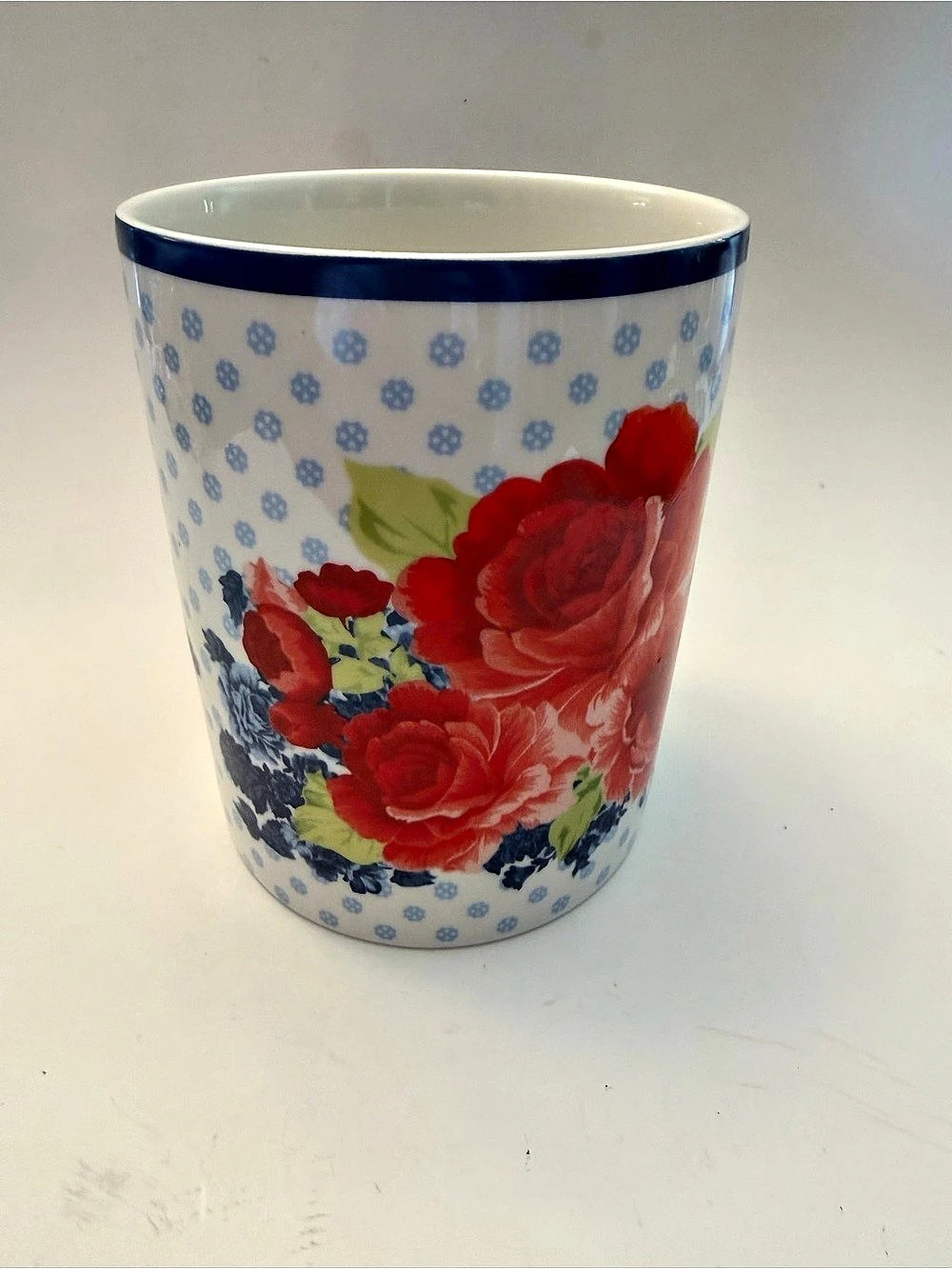 The Pioneer Woman Vintage Floral Utensil Crock White & Red